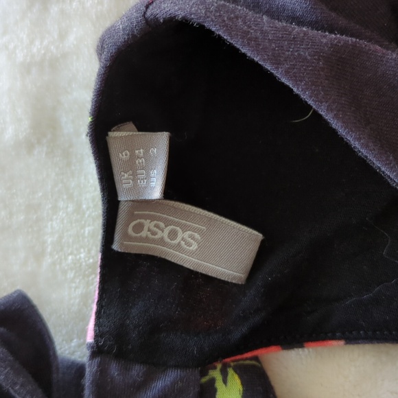 ASOS | Grey Orange Floral Peplum Top Jersey Knit Tie Back Lined - Picture 9 of 16